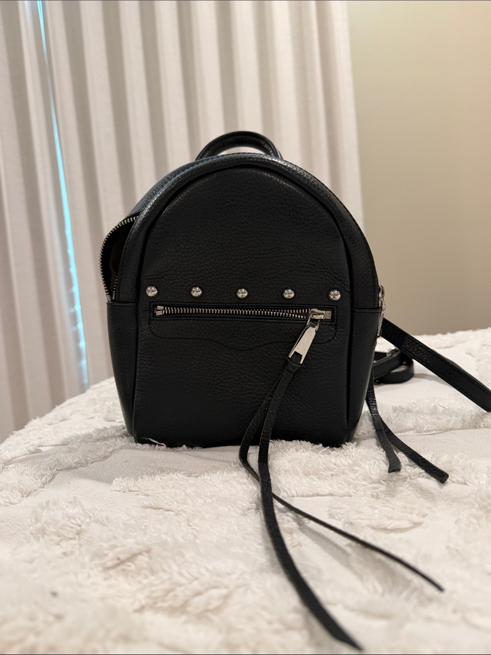Rebecca minkoff. Black Mini Leather Backpack Crossbody Bag